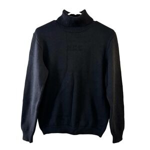 Vintage Henri Charles Colsenet Wool Cowl Neck Sweater Black Grandpa Old Money